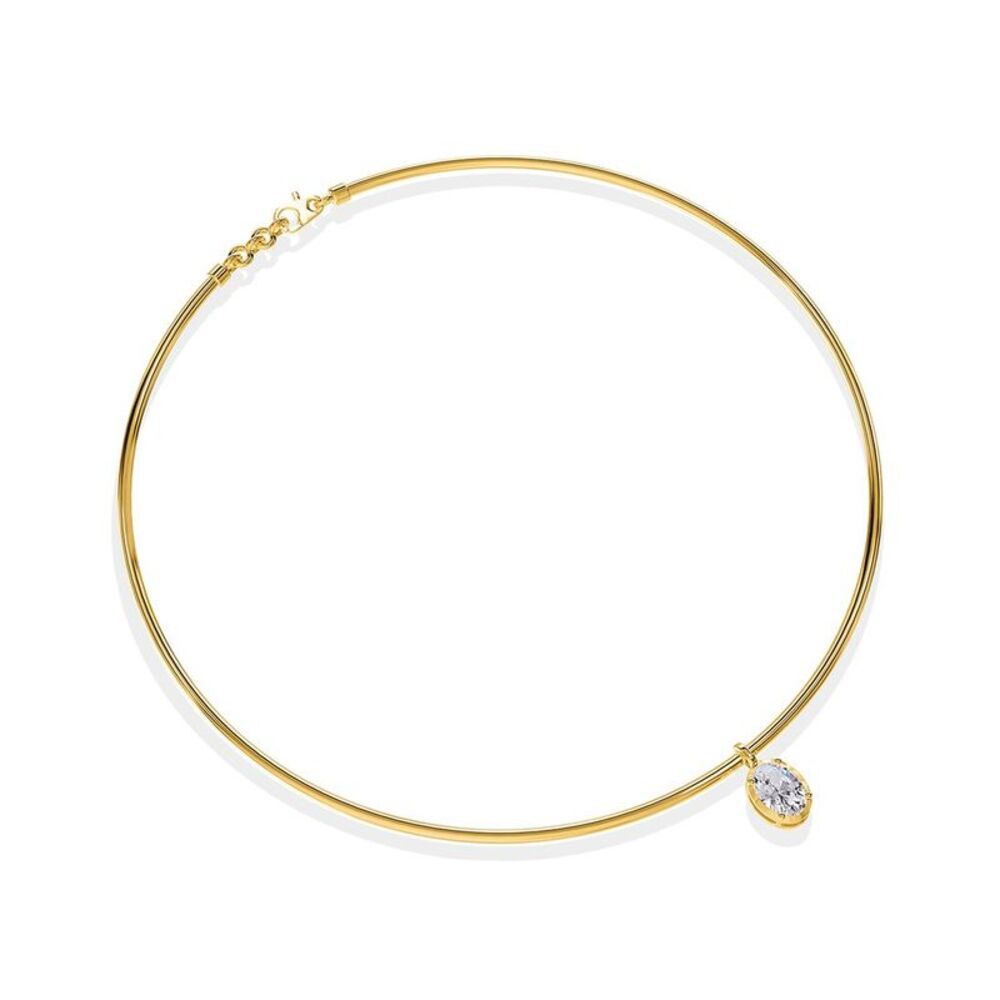18K Vermeil 1.21 Ct. Tw. Lab-Grown Diamond Omega Pendant Necklace